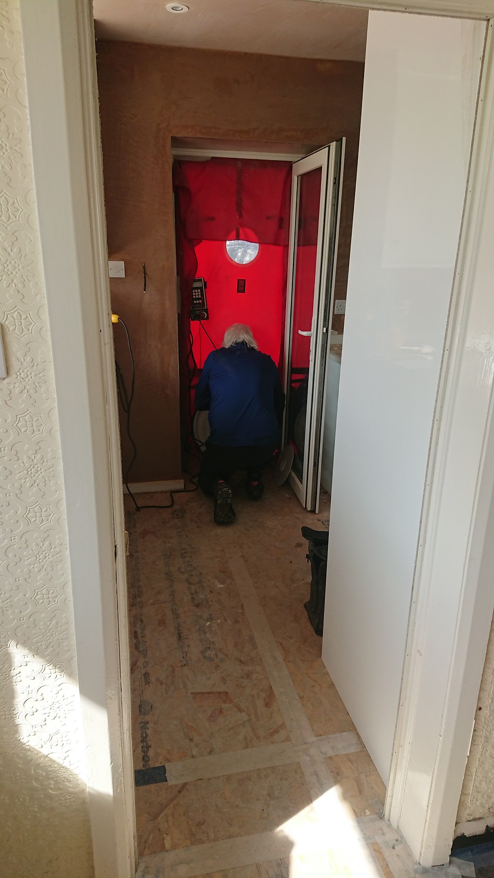 Air test on Wrexham bungalow to get AECB Retrofit Standard certification